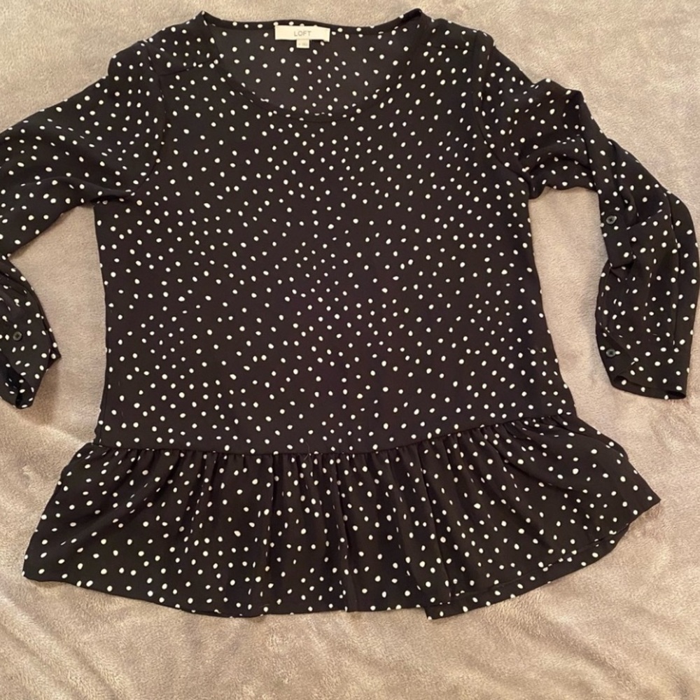 Loft Polkadot Ruffle Blouse - Picture 2 of 5